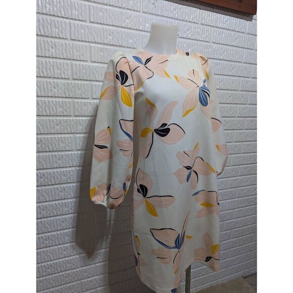 O.T.G. On The Go Women's White & Pink Crewneck Balloon Sleeve Soft Polyester Dre - Picture 3 of 8